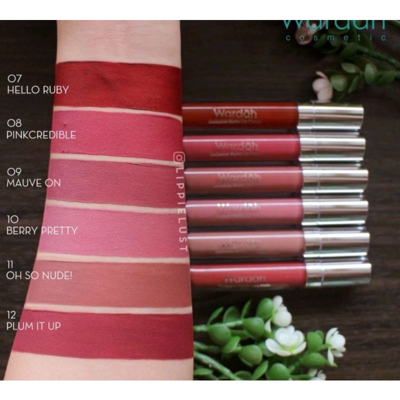 Wardah Exclusive Matte Lip Cream lipstik Stick stik bibir Red Berry Pretty Pink Plump Mauve Red Pinky Honey Bre Heart Nude remaja dewasa