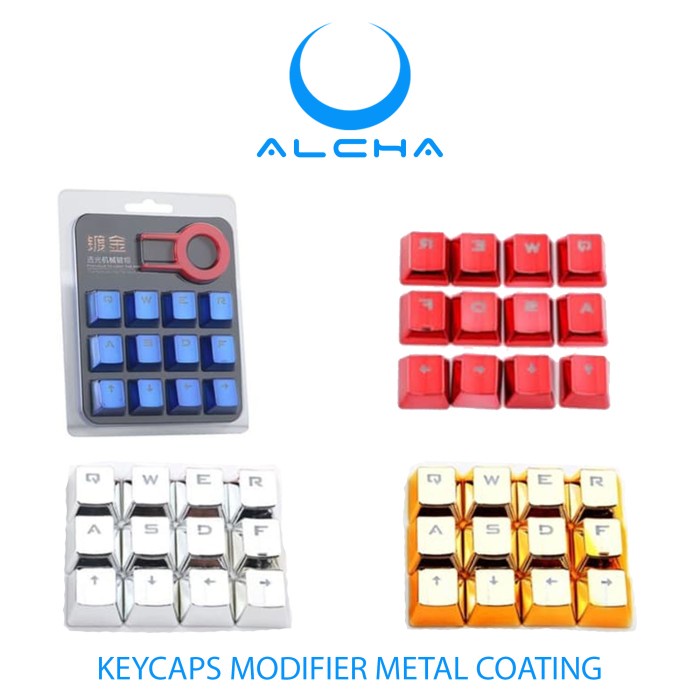 ALCHA KEYCAPS MODIFIER METAL COATING WASD + ARROW RED GOLD BLUE SILVER - RANDOM