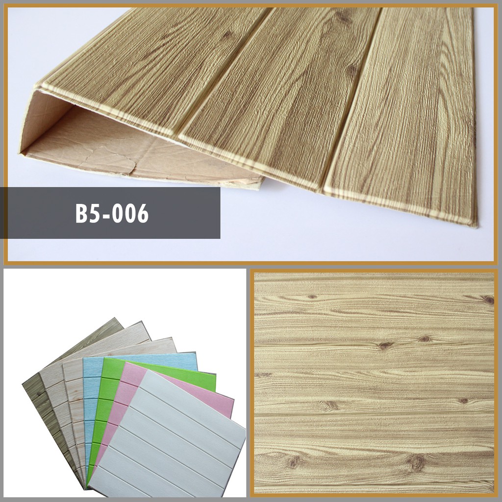 Wallpaper Walpaper Walpeper Dinding 3D Kamar Tidur Foam Murah 70 x 77 cm r Stiker Bata Putih 3MM-FOAM KAYU COKLAT 5MM