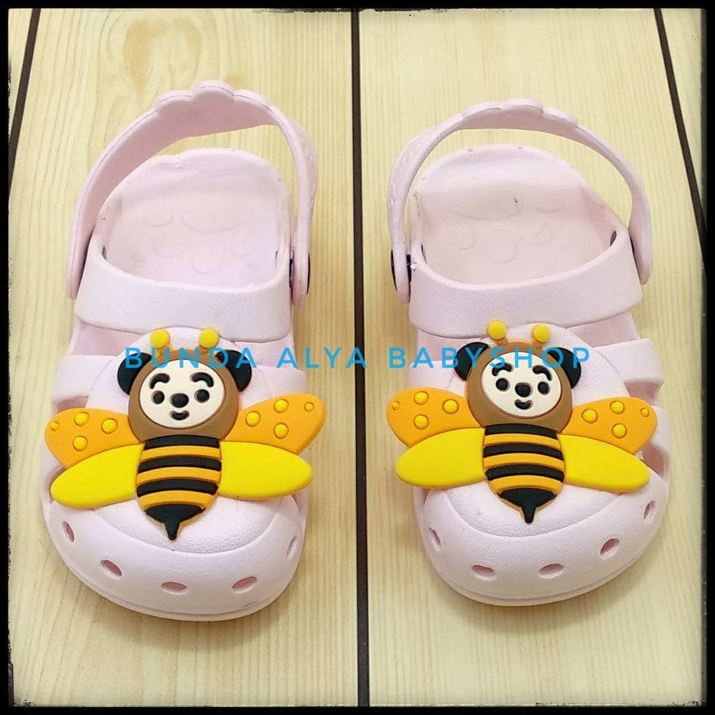 Sandal Anak Perempuan Usia 2 3 4 Tahun PINK BEE Lebah - Sendal Anak Cewek Karet Anti Licin Lucu Size 24 - 29