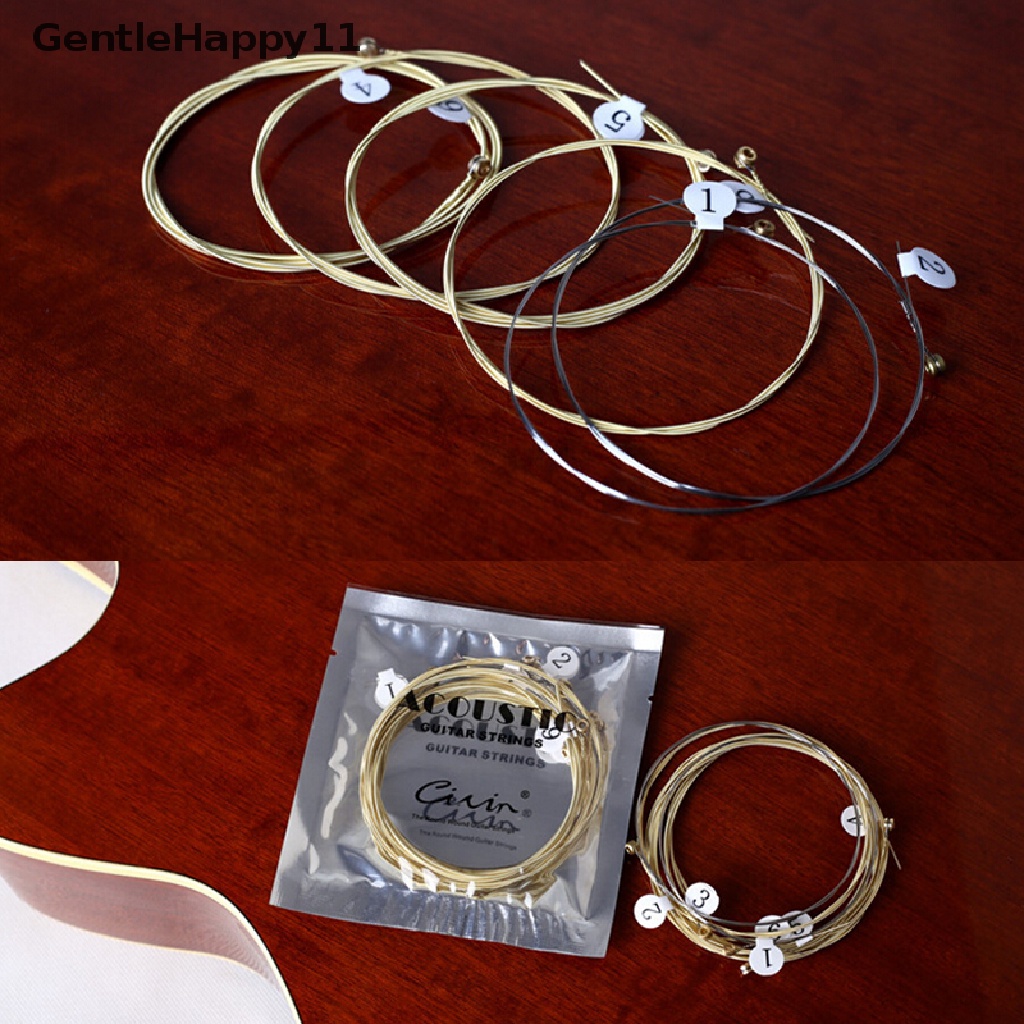 Gentlehappy 6pcs/set Senar Gitar Akustik Universal Bahan Kuningan Hexagonal Steel Core Strings Untuk