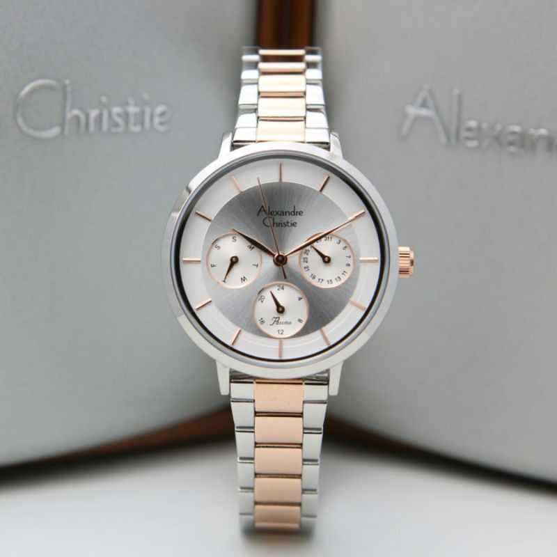 JAM TANGAN WANITA ALEXANDRE CHRISTIE AC 2871 SILVER ROSEGOLD