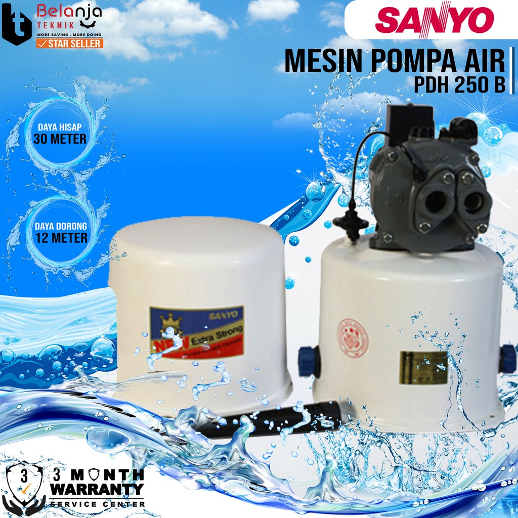 Sanyo Mesin Pompa Air PDH 250 B 250 Watt 30 Meter Jet Pump PDH250B