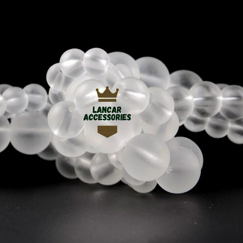 Bahan Gelang Natural Crystal Clear Quartz Mate Bulat - Putih Bening