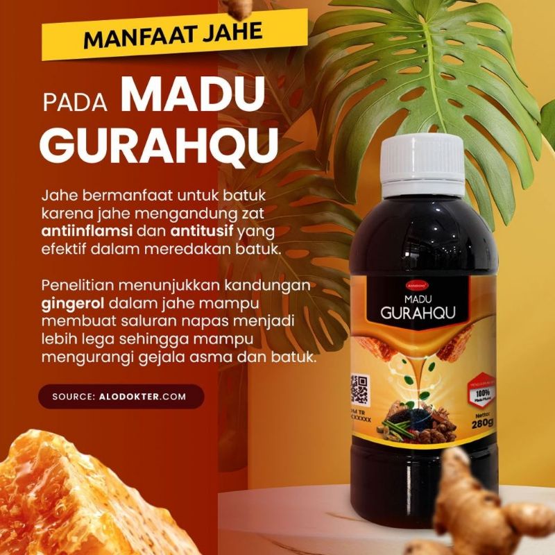 MADU GURAHQU Obat Herbal Batuk Flu  Asma Sesak nafas - Madu Gurah Original