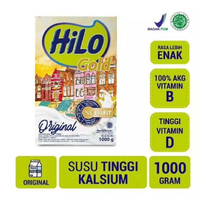 

HiLo Gold Plain 1000gr - Susu Tinggi Kalsium Susu Orang Tua Big Size
