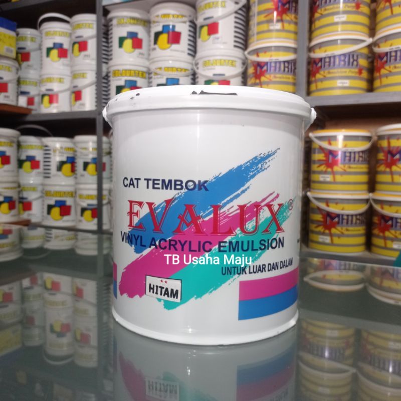 EVALUX Cat Tembok / Cat Dinding / Cat Air Warna Hitam Indoor & Outdoor 5 Kg