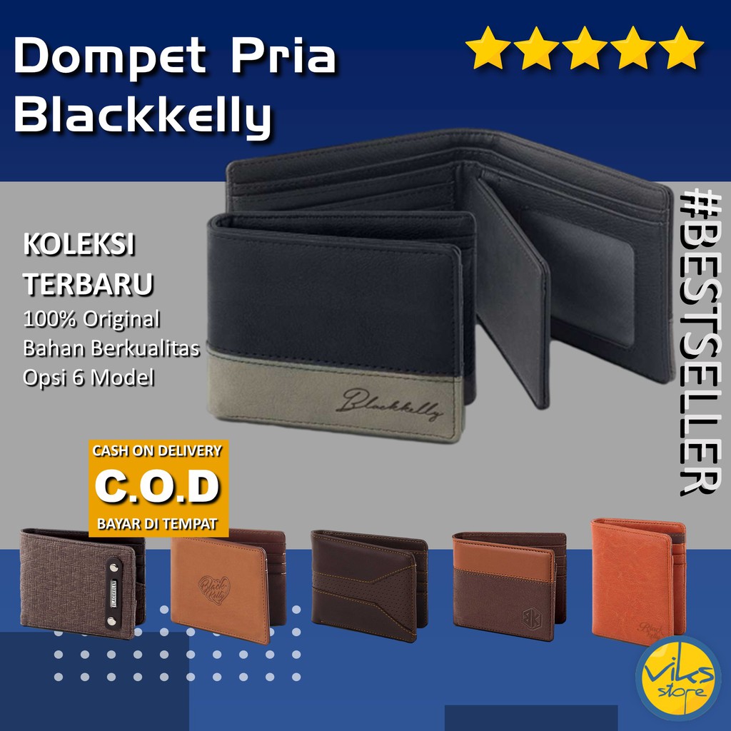 Dompet Pria Kulit Sintesis Wallet Blackkelly