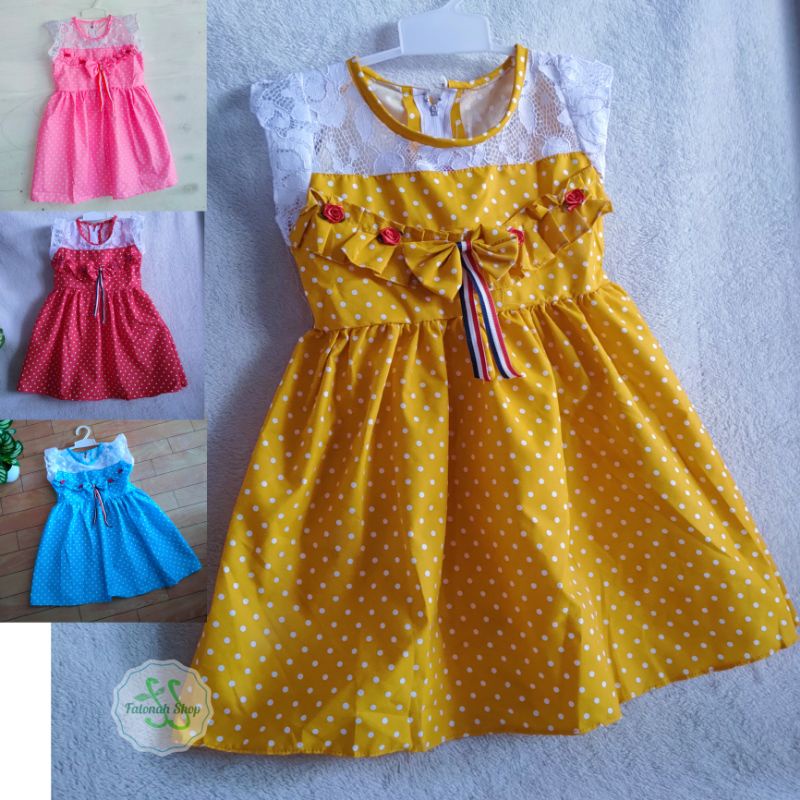 Dress anak 2 tahun gaun anak cewek baju anak perempuan ( dress bendera polka)