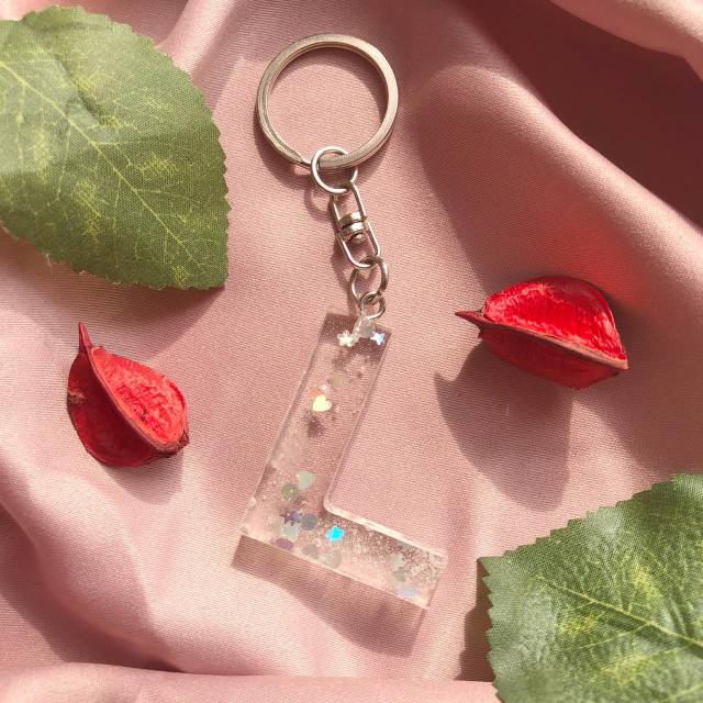 HOLO - Gantungan Kunci Custom|Custom Intial Keychain | Custom Keychain | Resin Keychain