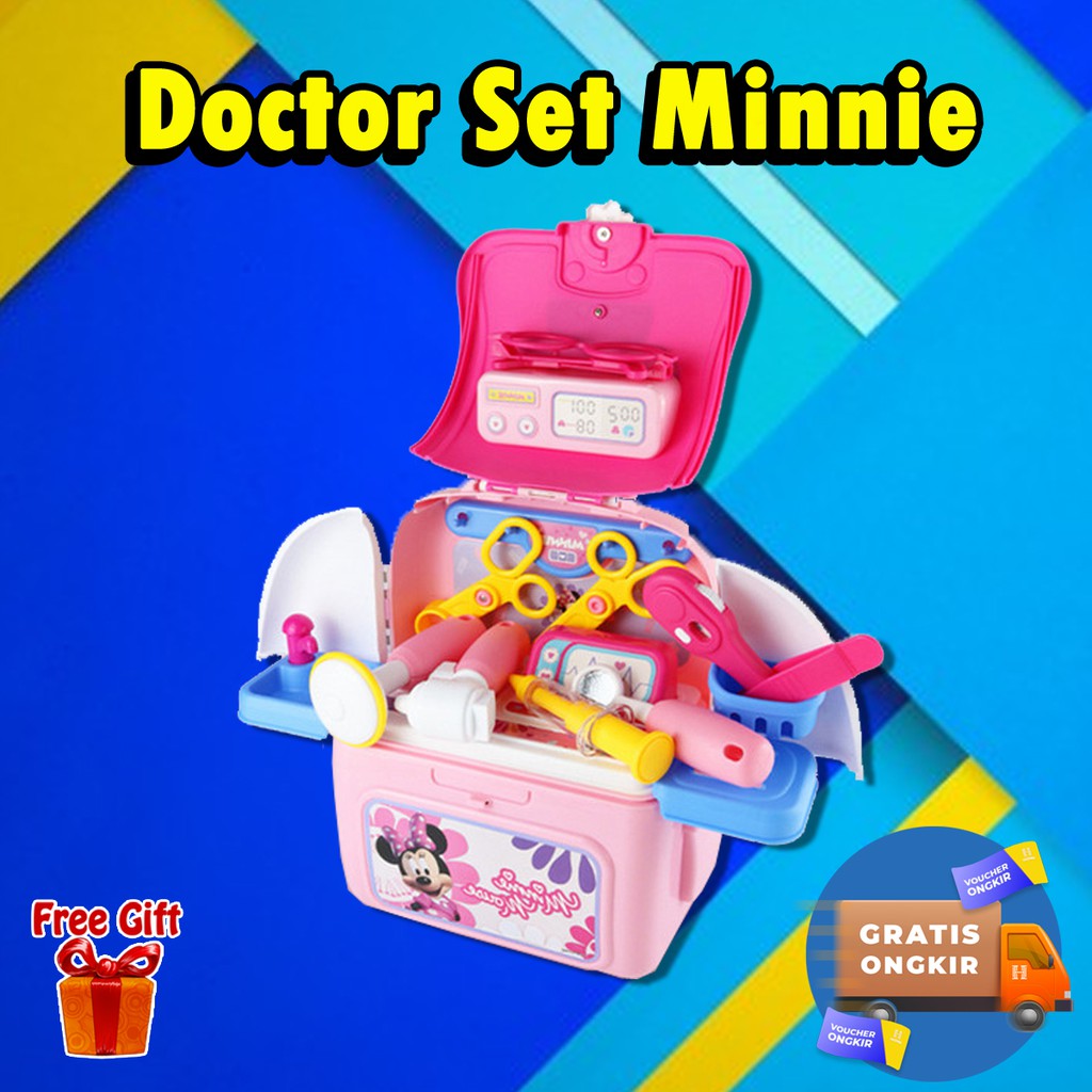 Bagpack minnie mouse doctor set mainan anak tas dokter suster