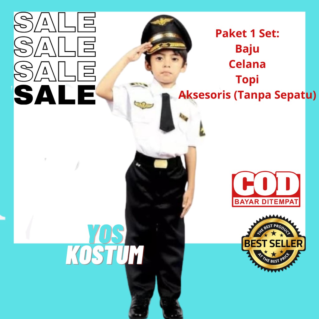 Seragam Profesi Anak Pilot Kostum Setelan Cowok Baju Kijang