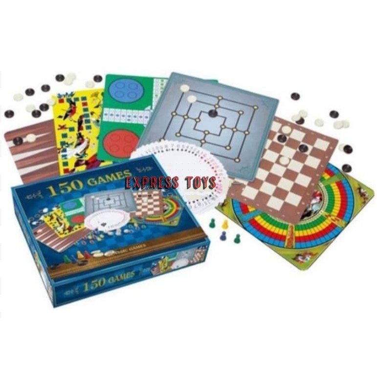 Kiddy Fun 150 Games In Cardboard Classic Games Original Game Board - roblox 2 figure pack assortment puzzle board games games