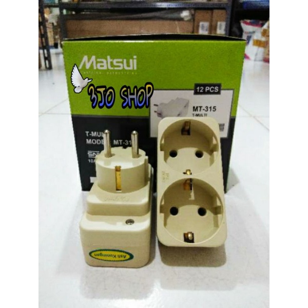 Steker T Multi Stop Kontak 2 Lubang Putih MATSUI MT-315