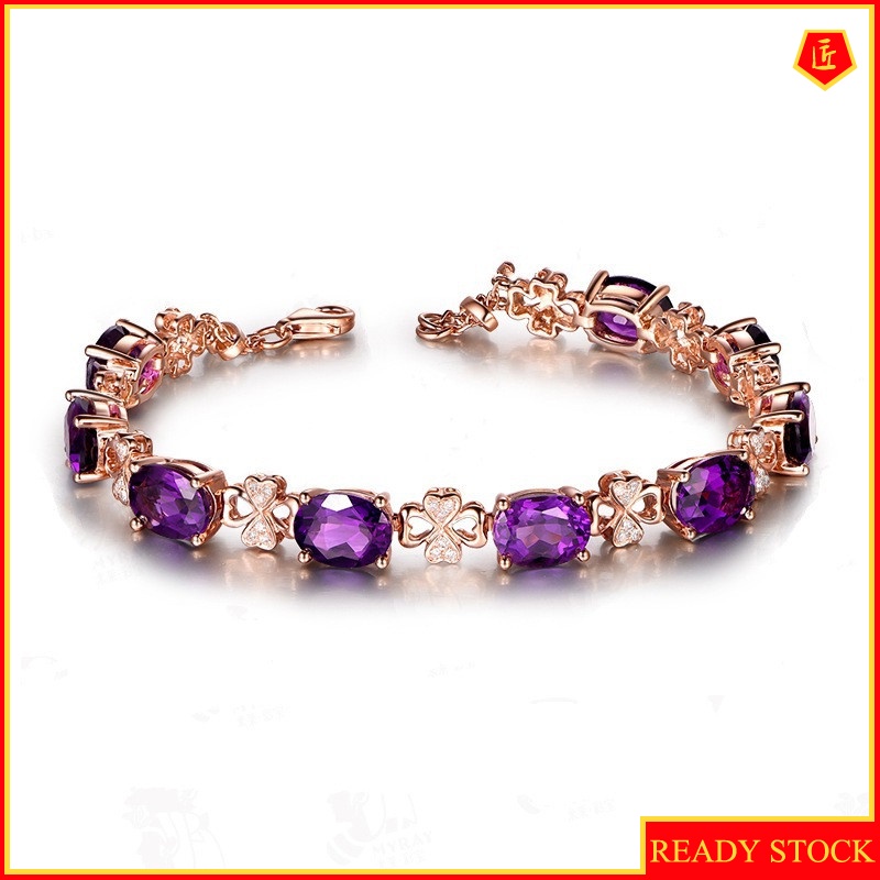 [Ready Stock]Luxury Amethyst Bracelet 18K Gold Bracelet