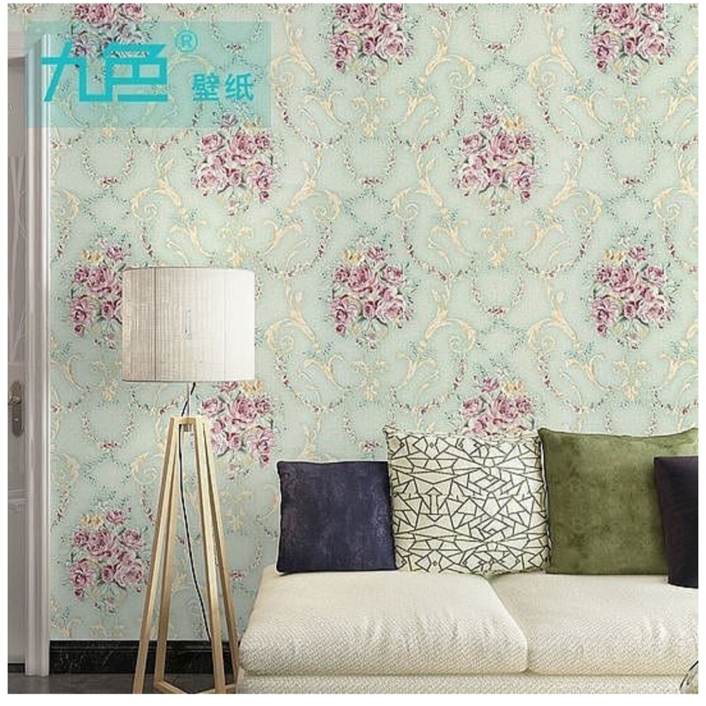 Walpaper bunga hijau. Wallpaper dinding hijay shabby