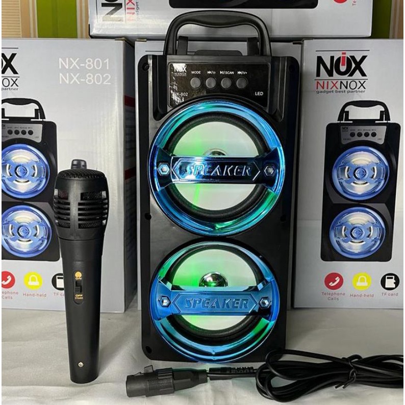 [COD]√ Speaker bluetooth karaoke NIXNOX NS35bt 801/802 FREE MIC-NX 802 biru