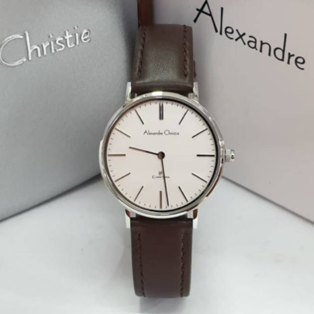 ORIGINAL - JAM TANGAN WANITA ALEXANDRE CHRISTIE CEWEK SILVER BROWN KULIT ALEXANDER CRISTIE AC 8625