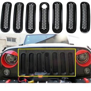 Trim Front Grille Cover Insert Mesh Grill [7 PCS and Hole] - BLACK [8000401]