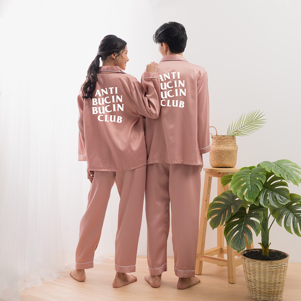 Zavyn Piyama Satin Couple Long Slevee Anti Bucin Bucin Club