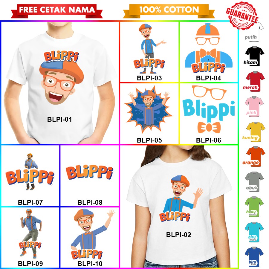 [FREE NAMA!!] Baju Kaos ANAK DAN DEWASA BLIPPI BANYAK MOTIF