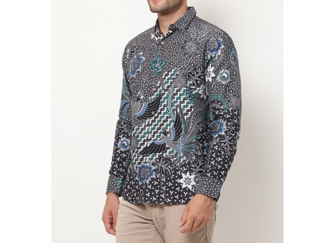 M231 Kemeja Pria Batik Panjang Hitam 1492a