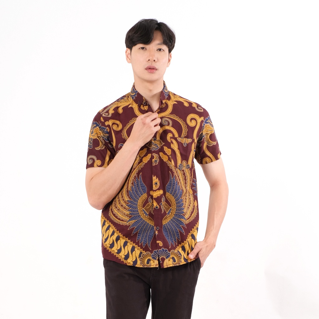 SANVANINA Kemeja Batik Pria Slim Fit Lengan Pendek Kanjeng | E-7007