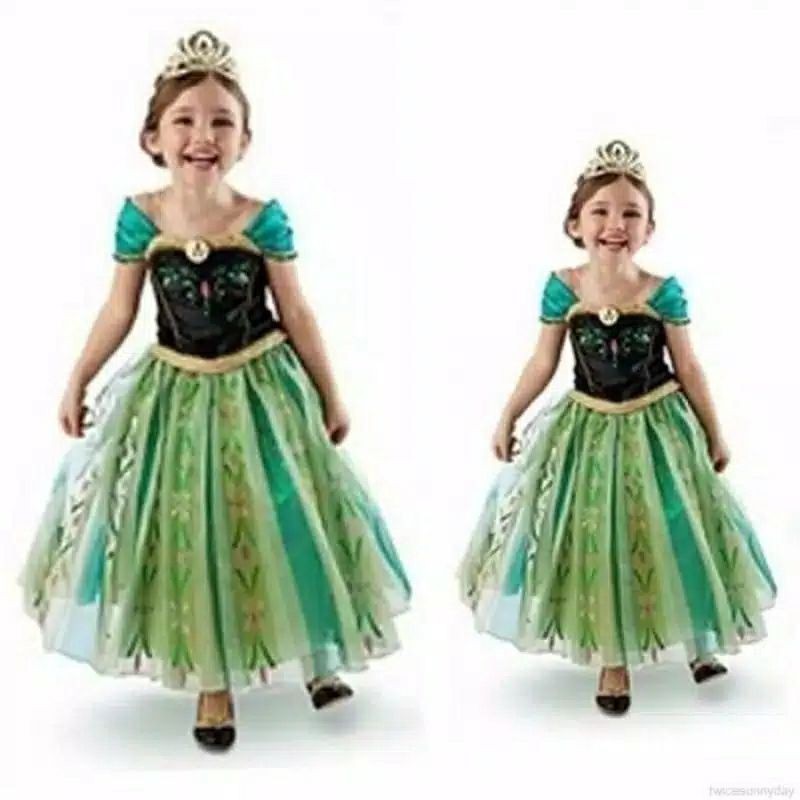 dress princess anna frozen hijau kostum cosh play baju anak hokkyshop