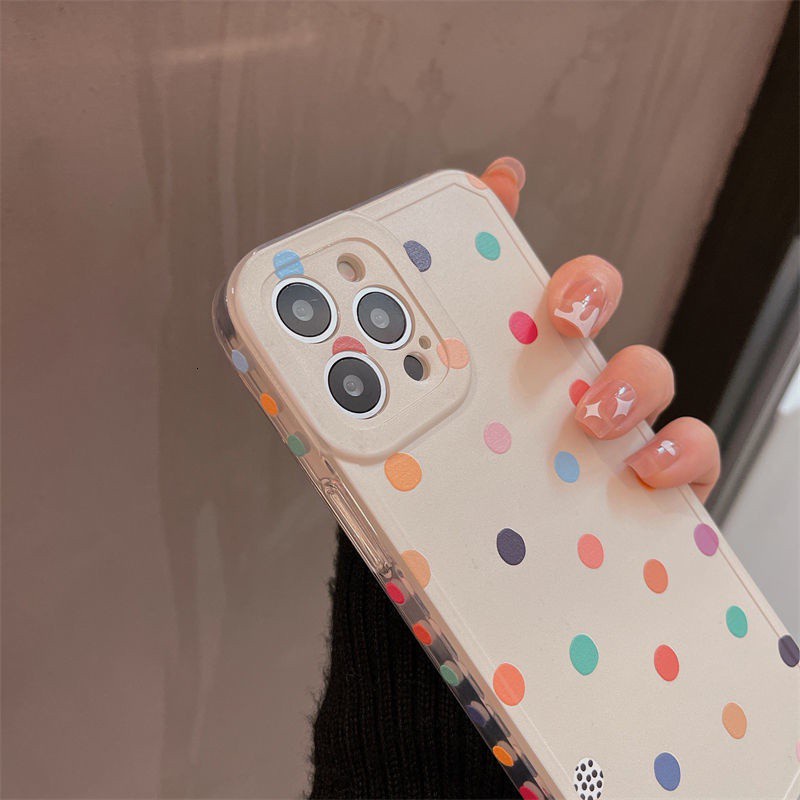 Polka dot flower pattern with mobile phone holder iPhone case 11 12 Pro Max ProMax 7 8 Plus X Xs XsMax soft case