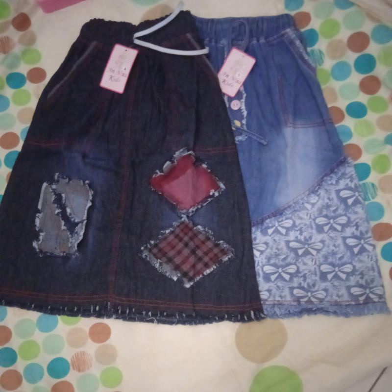 rok jeans anak rawis panjang