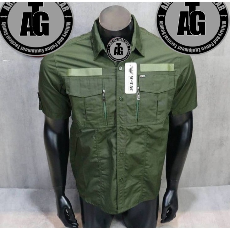 Kemeja tactical wtac hijau / kemeja lengan pendek