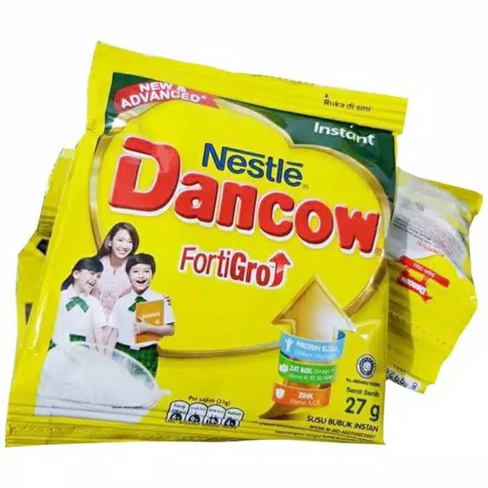 

Susu Formula Dancow Fortigro 27 Gram 2 varian rasa Full Cream & Coklat Instant Sachet