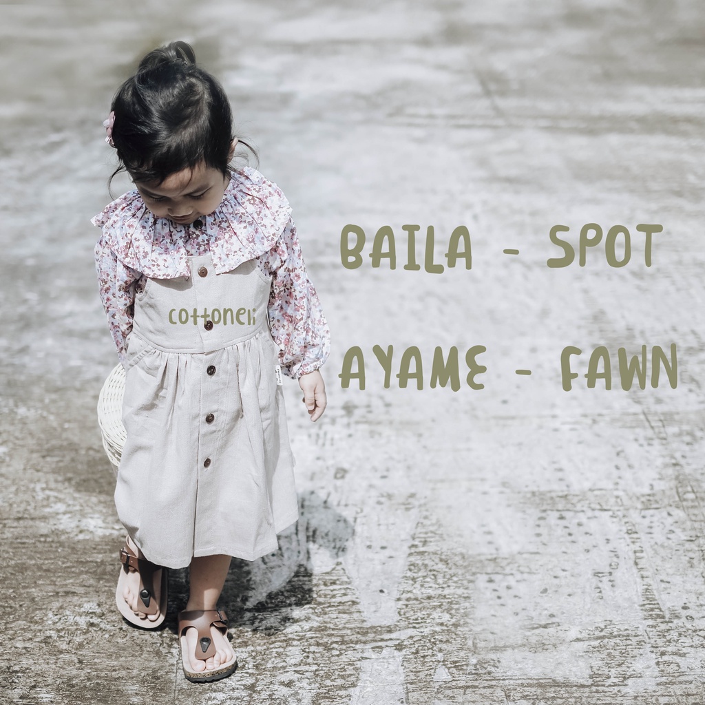 AYAME - COTTONELI Overall Pinafore Anak Rok Dress Linen