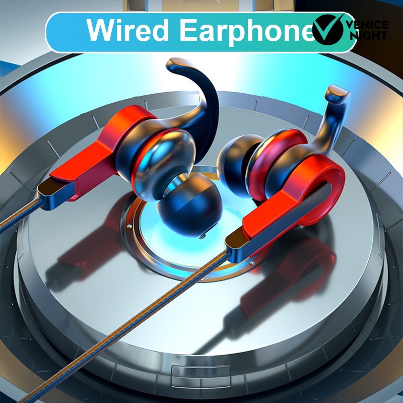 (VNEP) (Berkabel) Headset Earphone Gaming In-ear Stereo Kabel Jack 3.5mm / Tipe-C Dengan Mic Untuk Olahraga