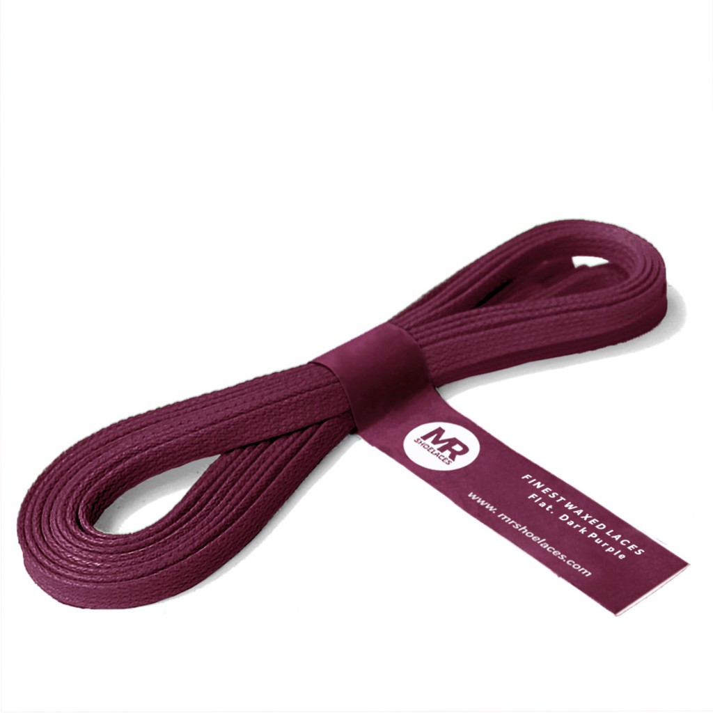 MR Shoelaces FA06 Dark Purple - Tali Sepatu Lilin 5mm Gepeng Flat Pipih (Waxed Laces) 90cm 100cm 120cm 200cm - Premium Shoelace Ungu