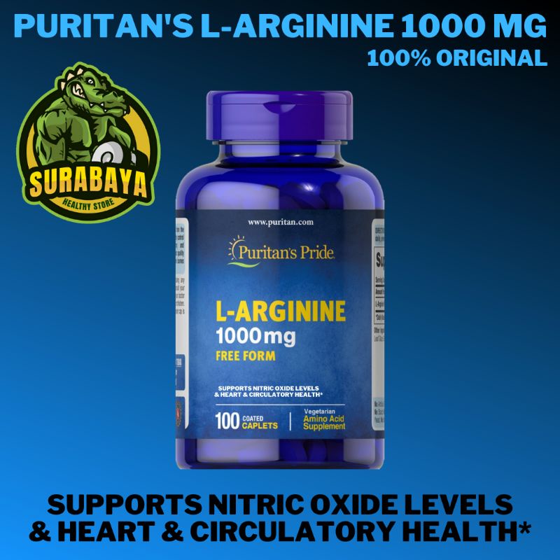 PURITANS PRIDE L ARGININE 1000 MG x 100 KAPSUL SUPLEMEN FITNESS NITRIC OXIDE PRE WORKOUT NO XPLODE