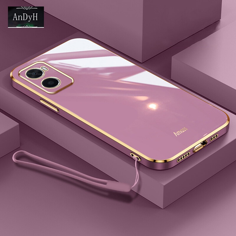 Case Bahan Silikon Dengan lanyard Untuk OPPO A36 A76 4G