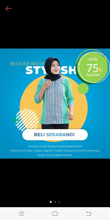 Trolis Anak Sd Sma Remaja Dewasa Grosir Batik Wanita Cewek Hijau Atasan Lengan Pendek 7/8 Blgr