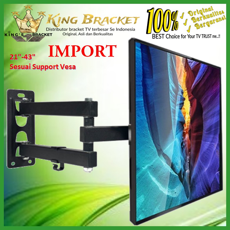 FREE BONUS!!  Bracket tv 17 s/d 60 inch 60 55 50 43 42 40 32 24 21 INCH IMPORT SUPER PREMIUM 6 ARAH kuat tebal dan kokoh Bracket tv Braket tv Breket tv Briket tv Brackettv Brakettv Brekettv Brikettv