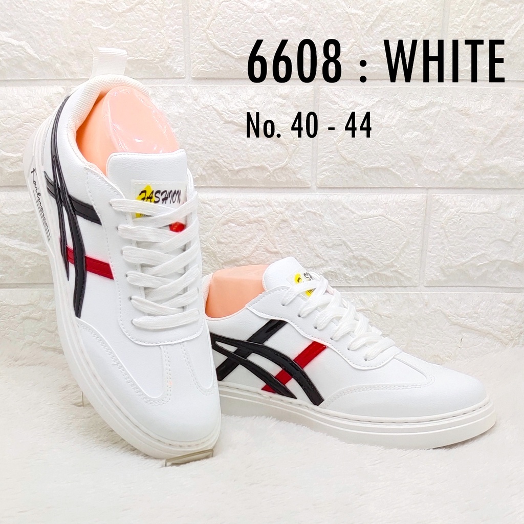 Sepatu Putih Pria 6608 Sepatu Sneaker Tali Cowok SPTSP