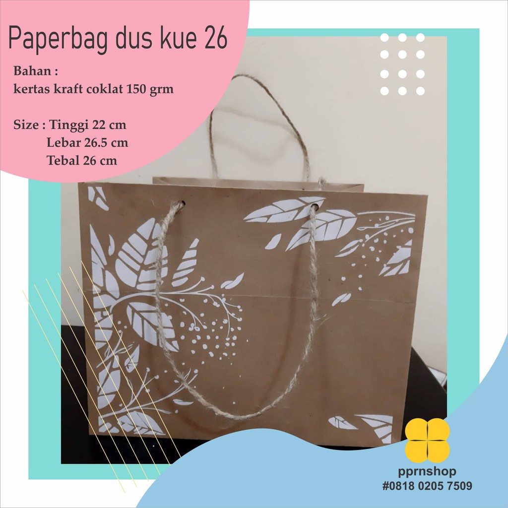 

PAPERBAG DUS KUE 26/PAPERBAG KRAFT COKLAT/GOODIEBAG KUE/ TAS KERTAS