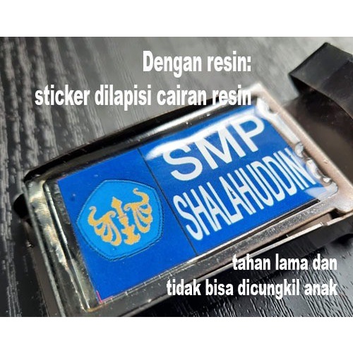 sabuk logo sekolah untuk SMA dan SMP ukuran 3,5 cm / Costum Logo Sekolah SMA ( min Order 50 pcs )