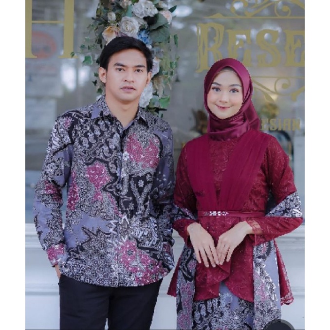 NEW ARIVVAL || SET BATIK COUPLE VENNA MARON | SET KEBAYA LAMARAN | OUTFIT KEKINIAN BATIK KEBAYA MODERN