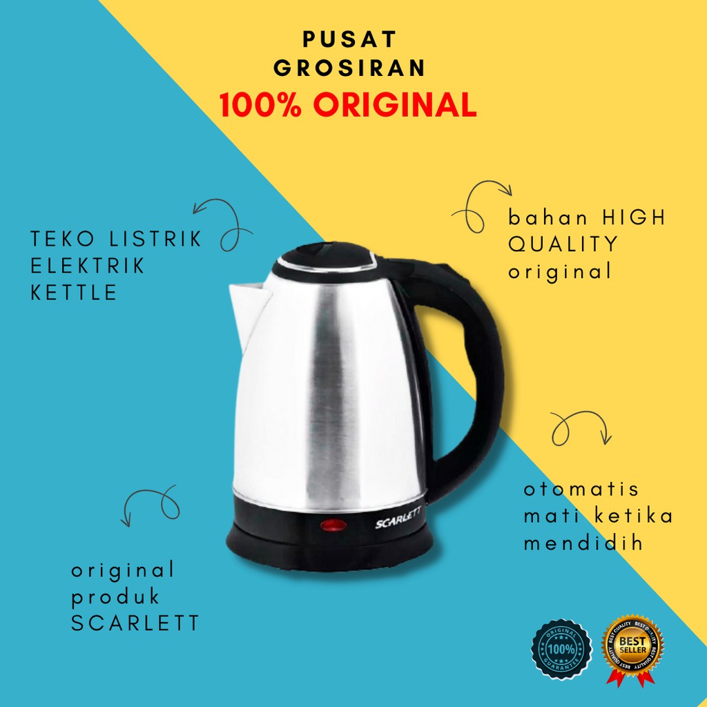 Teko Listrik Scarlett Alat Rebus Pemanas Air Minum Super Kettle Mini Termurah stainless ceret L4K4