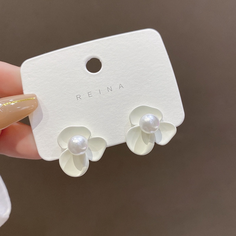 Super fairy putih mutiara bunga anting-anting untuk Wanita musim panas serbaguna sederhana niche ant