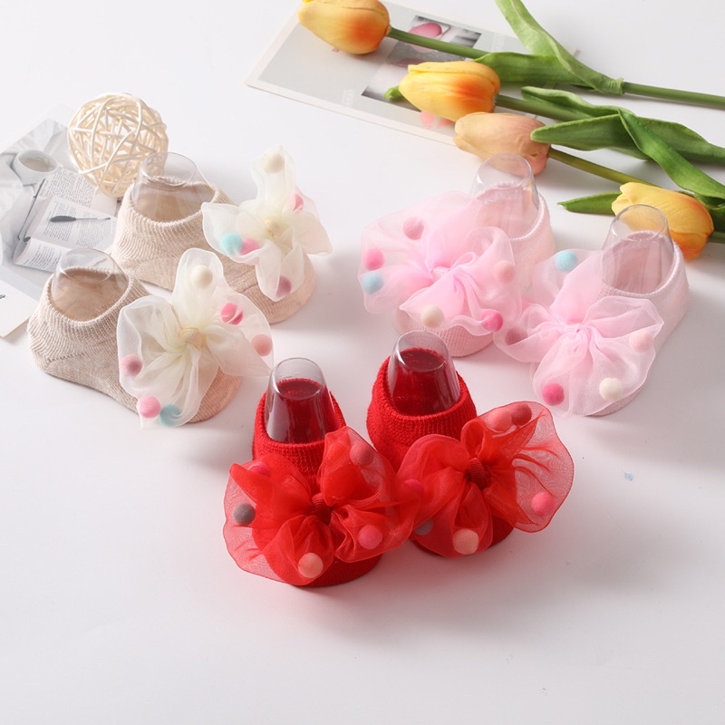 Pom socks kaos kaki bayi perempuan newborn