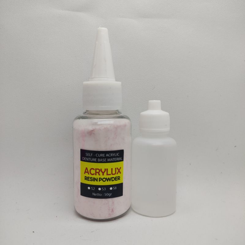 paket BAHAN GIGI PALSU powder 50gr+liquid sc SET bahan gusi palsu acrylic