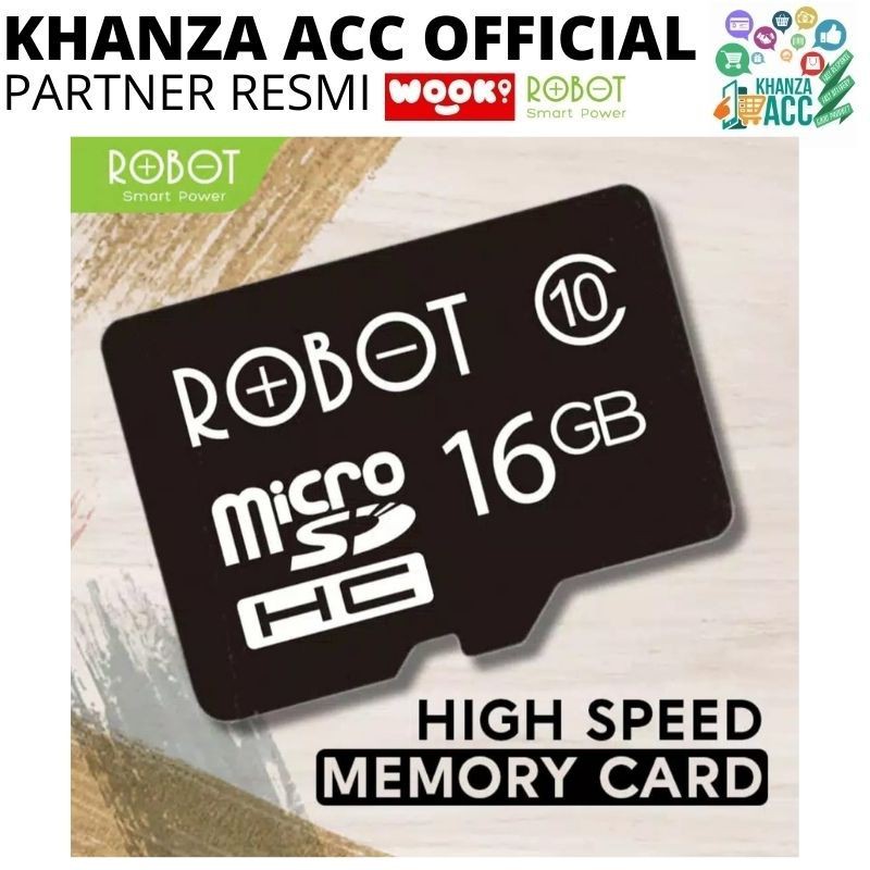 KHANZAACC Robot Kartu Memori HP Micro SD 16GB Class 10 Memory Card Original Bergaransi Resmi