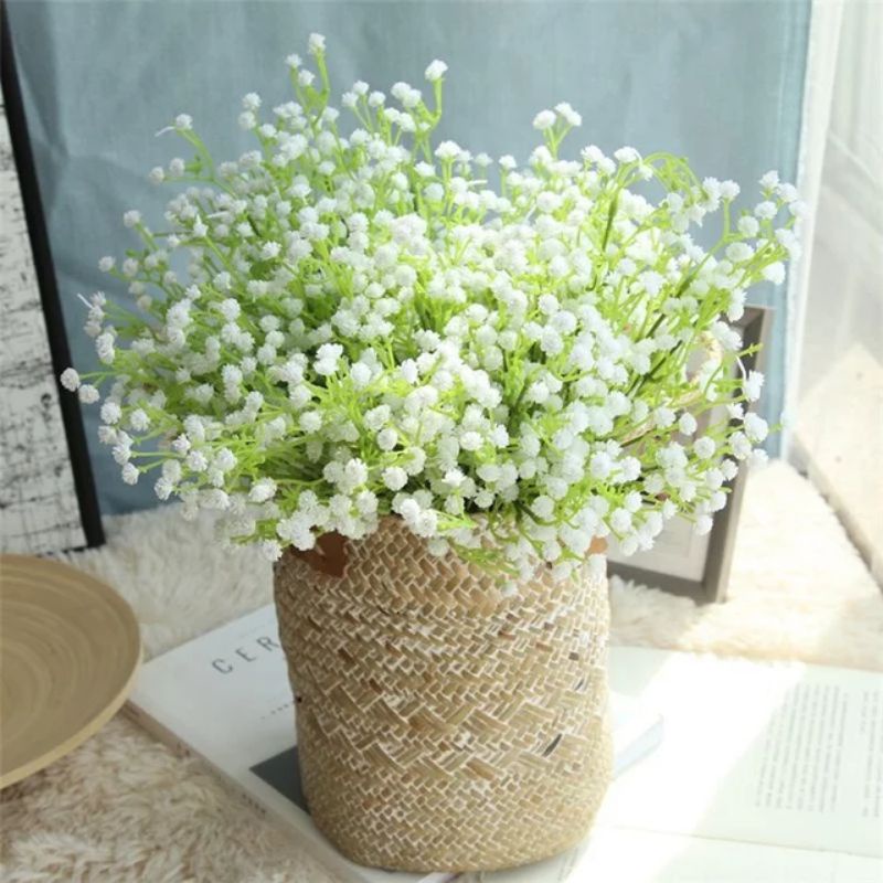 ARTIFICIAL FLOWER - BABY BREATH WHITE - 7 CABANG BERDAUN BUNGA ARTIFICIAL BUNGA PLASTIK PALSU BUNGA HIAS BUKET