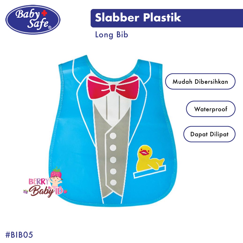 Baby Safe Waterproof Long Bib Slabber Plastik Celemek Makan Bayi BIB05 BBS078 Berry Mart